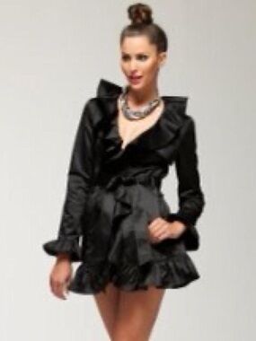 bebe Black Ruffle coat